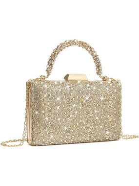 〽️Women's Gold Rhinestone Clutch Purse Crystal Wedding Prom Party Handbags